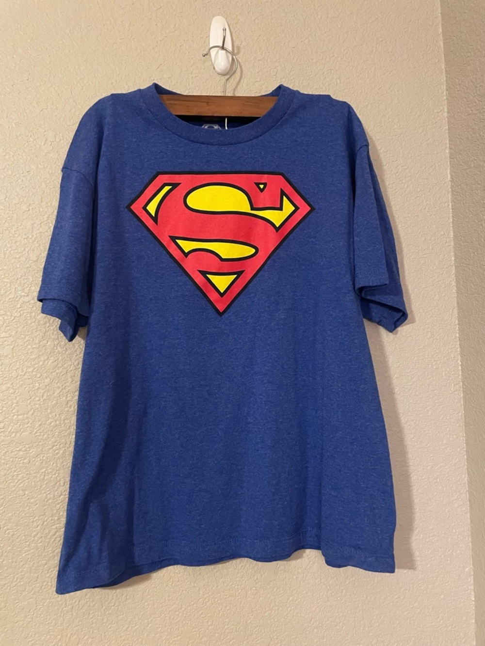 DC Comics Blue Superman Logo Tee with Red & Yellow Emblem
